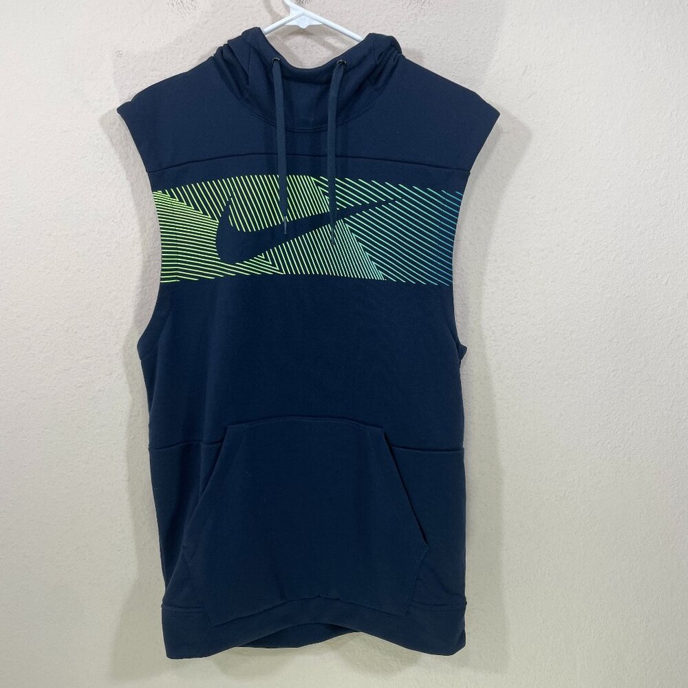 Nike Training Hoodie‎ Men's Small Sleeveless Swoosh Athletic Navy Pullover